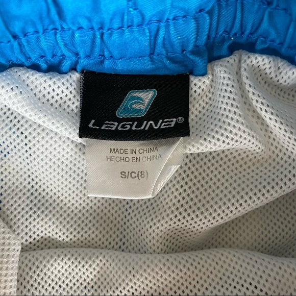 Boys Laguna & Kanu Surf Swim Trunks Blue, Green Stripes Size Small 8 - Picture 4 of 11